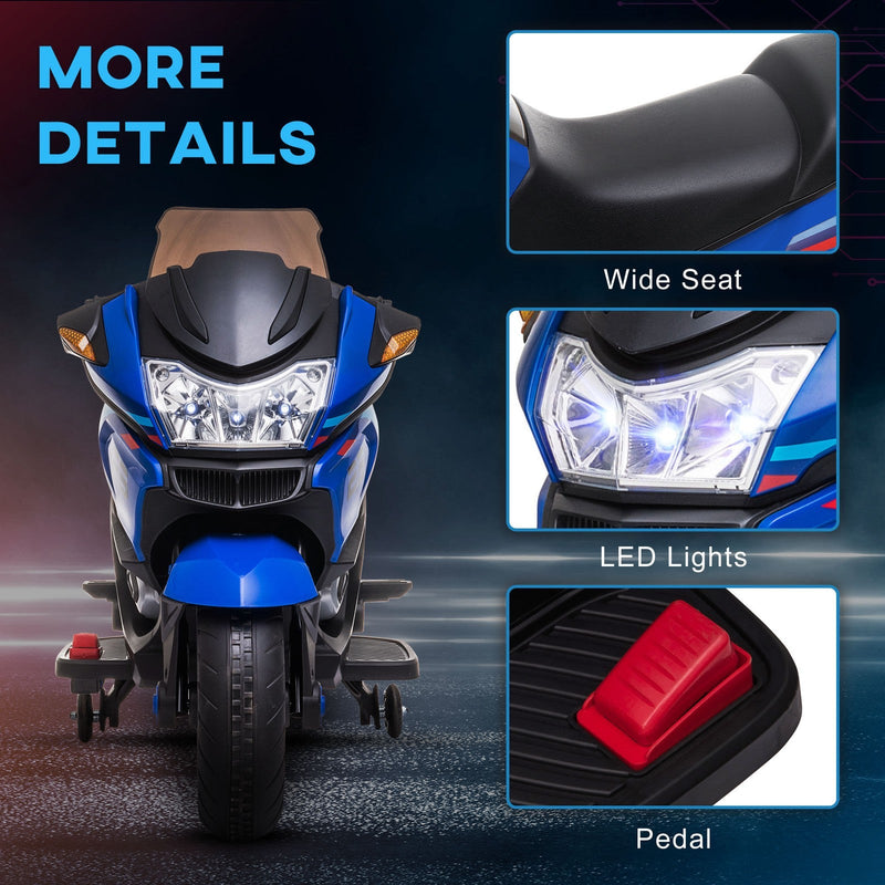 Load image into Gallery viewer, Electric Kids Motorcycle with Sound Effects, Lights, and Music – Blue
