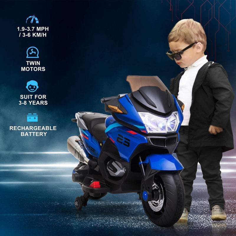 Load image into Gallery viewer, Electric Kids Motorcycle with Sound Effects, Lights, and Music – Blue
