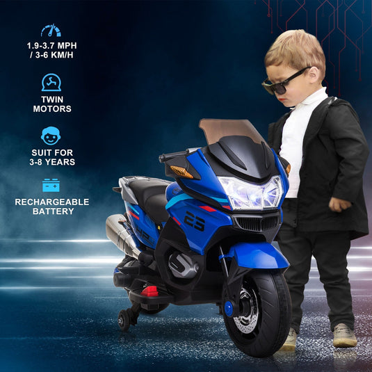 Electric Kids Motorcycle with Sound Effects, Lights, and Music – Blue