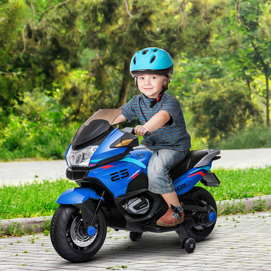 Electric Kids Motorcycle with Sound Effects, Lights, and Music – Blue