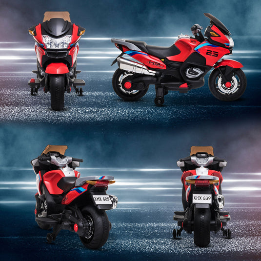 Electric Kids Motorcycle with Sound Effects, Lights, and Music – Red