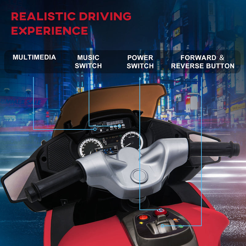 Load image into Gallery viewer, Electric Kids Motorcycle with Sound Effects, Lights, and Music – Red
