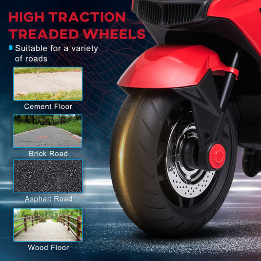 Electric Kids Motorcycle with Sound Effects, Lights, and Music – Red