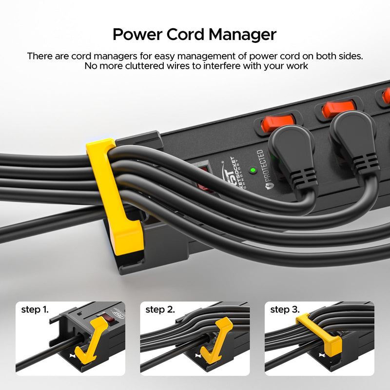 Load image into Gallery viewer, 12-Outlet Heavy Duty Power Strip with Individual Switches – 1020J Surge Protector, 9FT Cord, Wall Mountable
