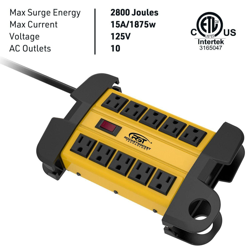 Load image into Gallery viewer, 10-Outlet Metal Heavy Duty Surge Protector Power Strip, 2800 Joules Protection
