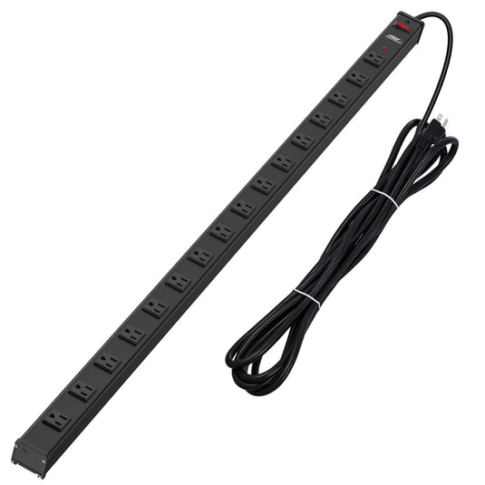 16-Outlet Metal Power Strip Surge Protector, 1800 Joules, 2.6" Ultra-Wide Spaced, 15ft