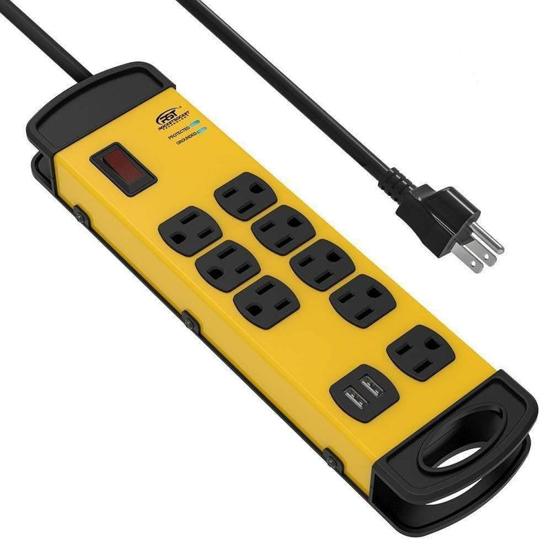 Load image into Gallery viewer, CRST 8-Outlet Dual USB Mountable Metal Power Strip Surge Protector
