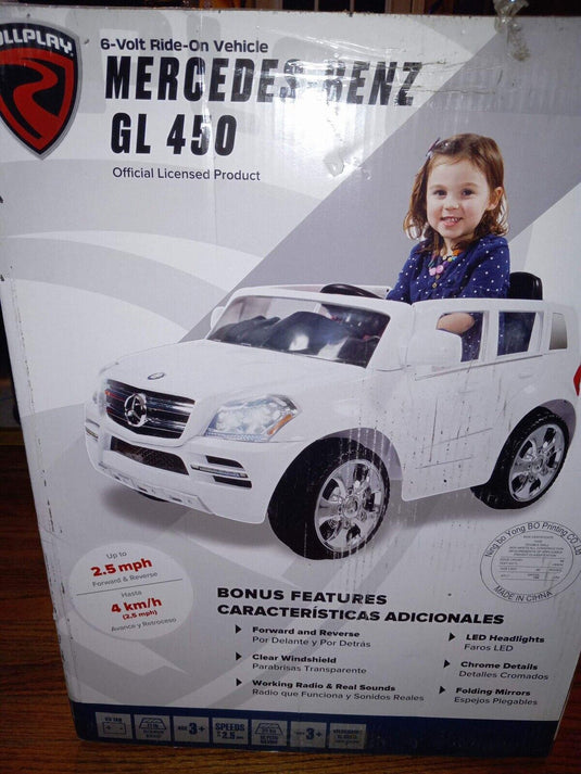 Rollplay Kids 6V Electric White Mercedes-Benz GL450 SUV Power Wheels Ride-On - Brand New in Box