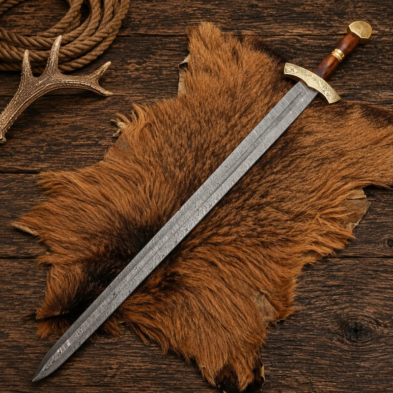 Load image into Gallery viewer, Damascus Viking Sword – Norse Valhalla Reaper Collector Blade
