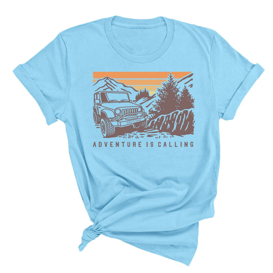 Adventure is Calling, Women's Off-roading T, Light Blue or Grey