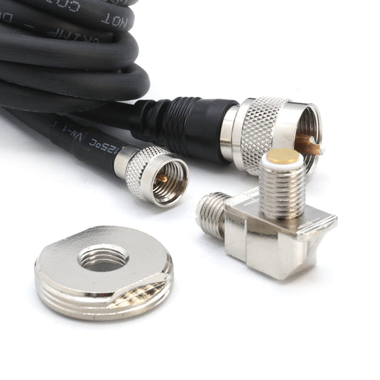 Rugged Radios 15 Ft Antenna Cable with Removable Mini 3/8 NMO Bulkhead Mount