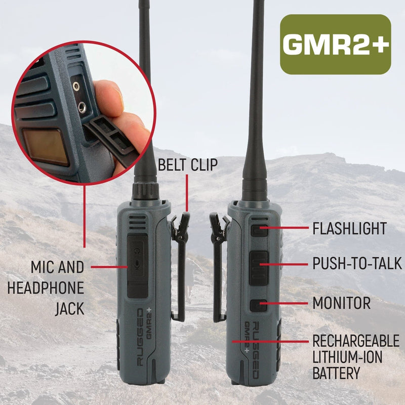 Load image into Gallery viewer, Rugged Radios 2 PACK - Rugged GMR2 PLUS GMRS and FRS Two Way Handheld Radios
