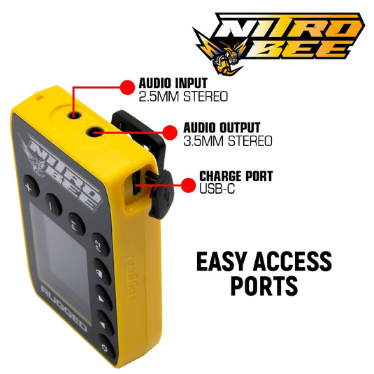 Rugged Radios BUNDLE - H80 Track Talk Linkable Intercom Headset with NITRO BEE XTREME UHF Race Receiver and Carry Bag