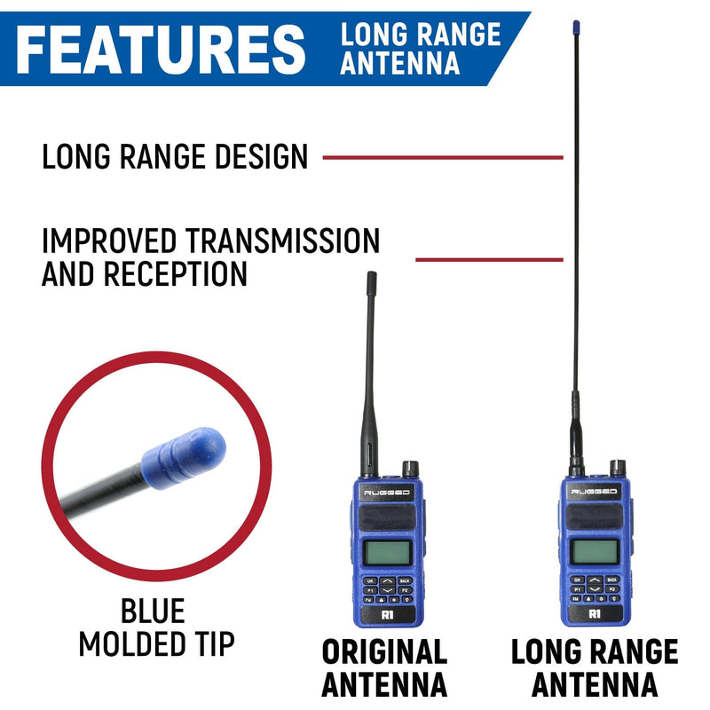 Load image into Gallery viewer, Rugged Radios BUNDLE - R1 Handheld Radio with Long Range Antenna and High Capacity Battery
