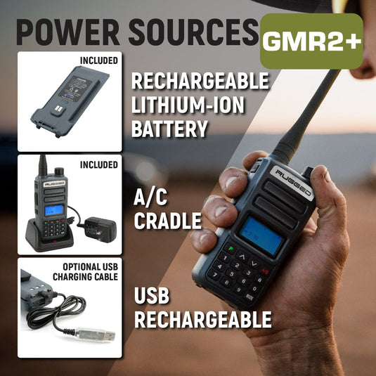 Rugged Radios BUNDLE - Rugged GMR2 PLUS GMRS and FRS Two Way Handheld Radio with Hand Mic