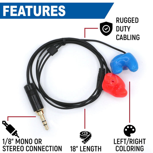 Rugged Radios Challenger Semi-Custom Molded Ear Bud Speakers with 1/8" Plug