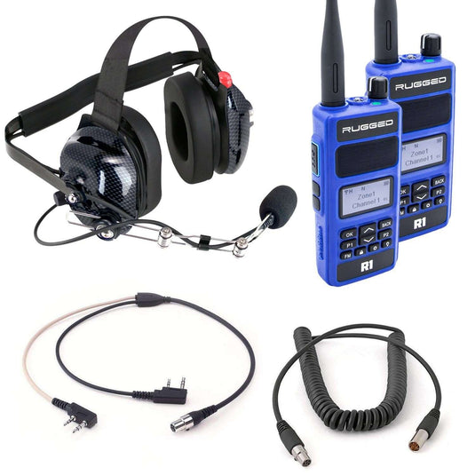 Rugged Radios Bundle - DUAL RADIO Spotter Headset Kit with H42 Headset and Rugged R1 Handheld Radios