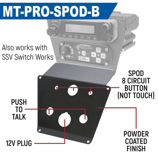 Rugged Radios Lower Accessory Panel for Polaris Polaris RZR PRO XP, RZR Turbo R, and RZR PRO R Dash Mount Radio and Intercom