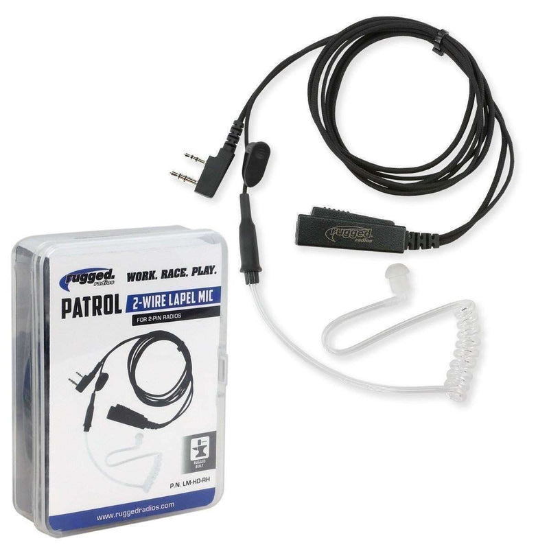 Load image into Gallery viewer, Rugged Radios 2-Wire Lapel Mic with Acoustic Ear Tube for Rugged Handheld Radios
