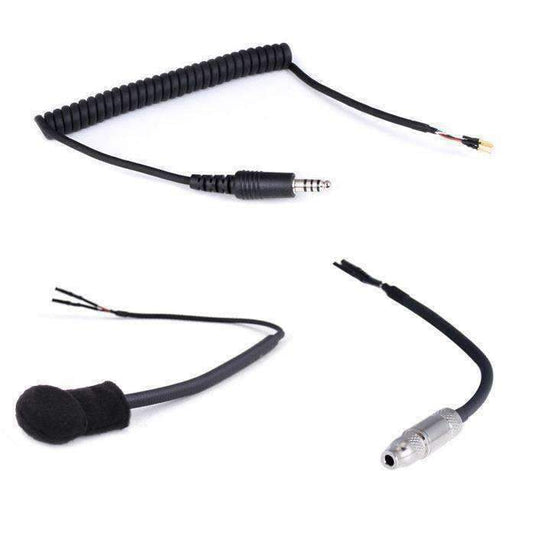 Rugged Radios Peltor Coil Cord Helmet Kit with Flex Boom Mic, 3.5mm Earbud Jack & 4C Plug