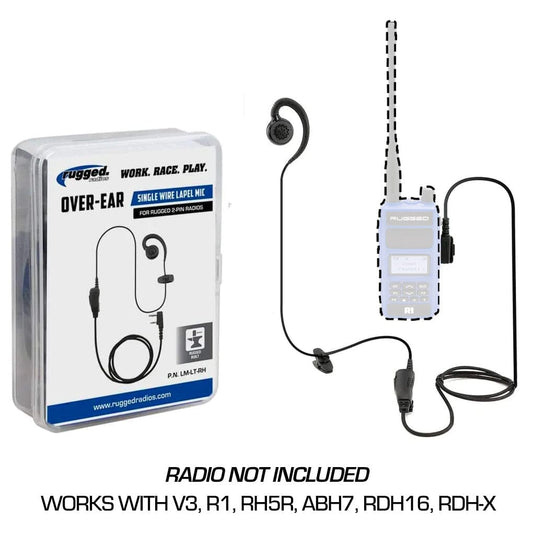 Rugged Radios Single Wire Ear Hook Lapel Mic for Rugged Handheld Radios