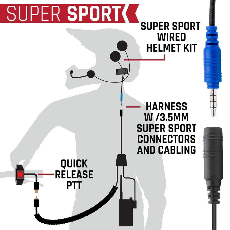 Load image into Gallery viewer, Rugged Radios SUPER SPORT Complete Motorcycle Communication Kit with Lightweight SPORT Cables
