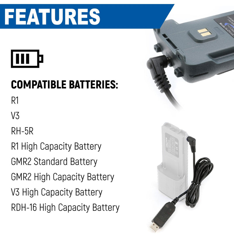 Load image into Gallery viewer, Rugged Radios USB Charging Cable for R1 - V3 - GMR2 and GMR2 PLUS Handheld Radios
