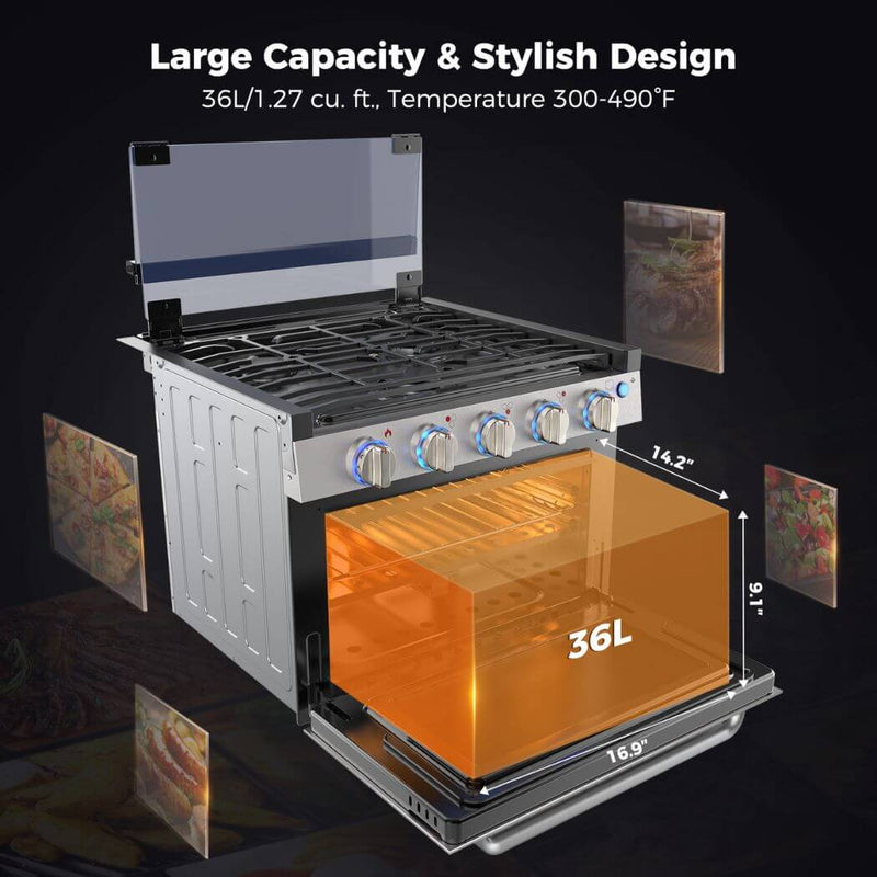 Load image into Gallery viewer, Camplux 17&quot; RV Oven W/3 Burners Cooktop
