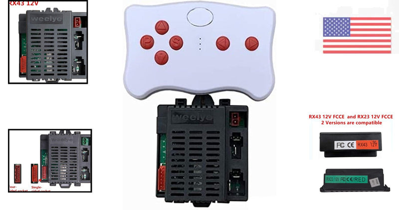 Load image into Gallery viewer, 12V Replacement Remote Control with 2.4G Wireless Connectivity for Kids&#39; Cars RX43 RX23
