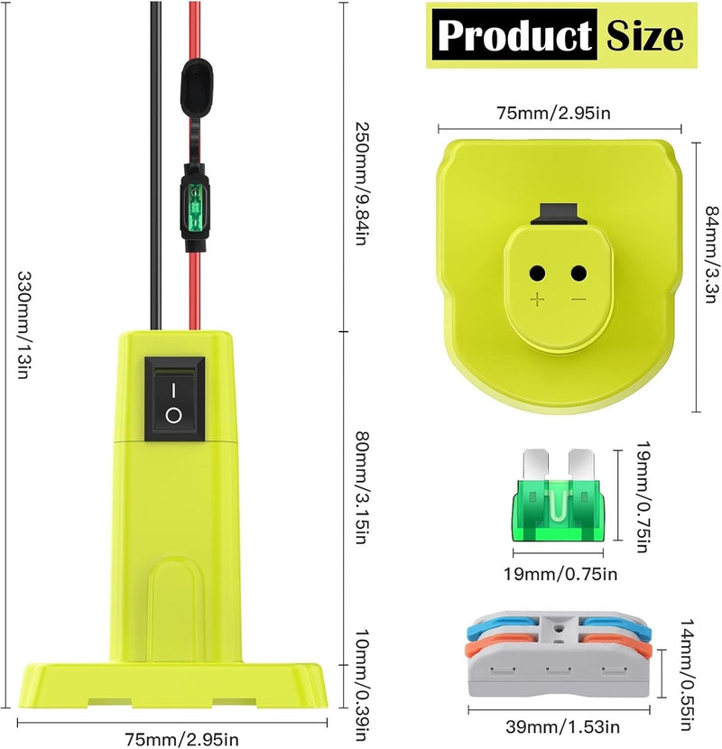 Load image into Gallery viewer, 18V Power Wheels Battery Adapter Kit with 30A 12AWG Wire and Switch
