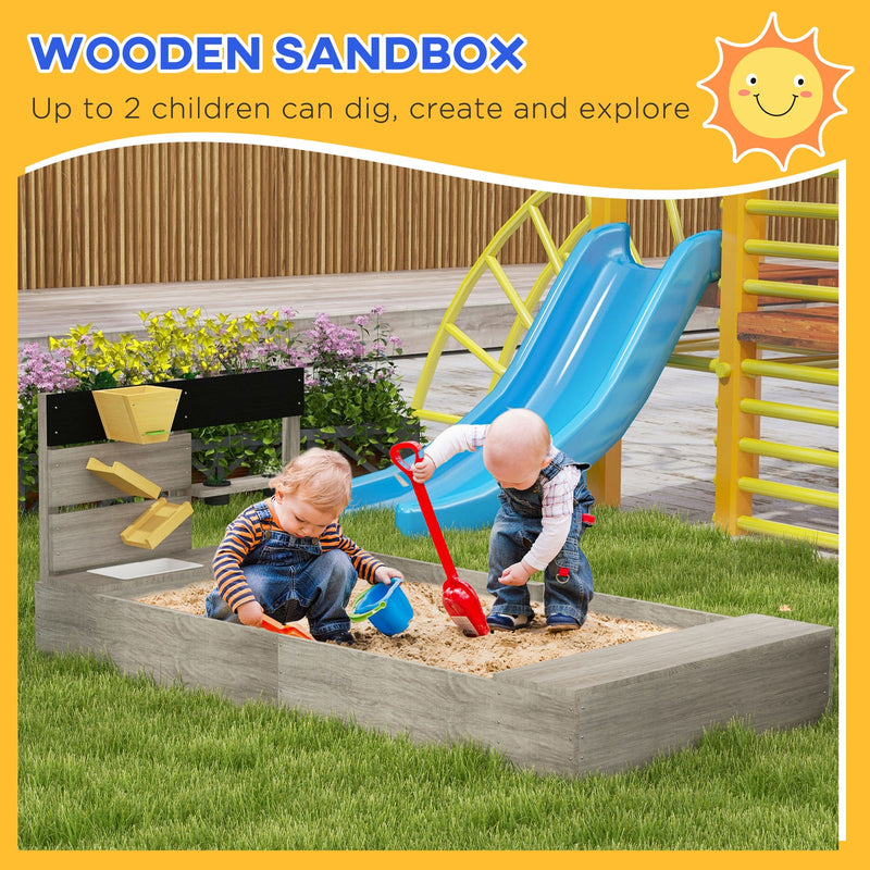 Load image into Gallery viewer, Wooden Sandbox with Liner and Kitchen Sink Design for Ages 3-7 Years Gray
