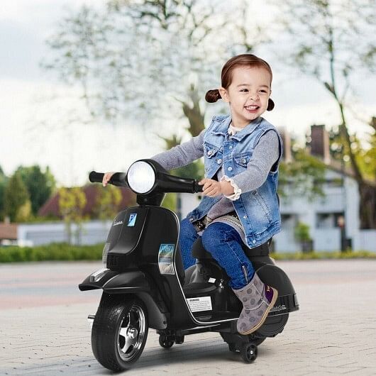 Load image into Gallery viewer, 6V Kids Black Vespa Scooter Motorcycle for Toddlers
