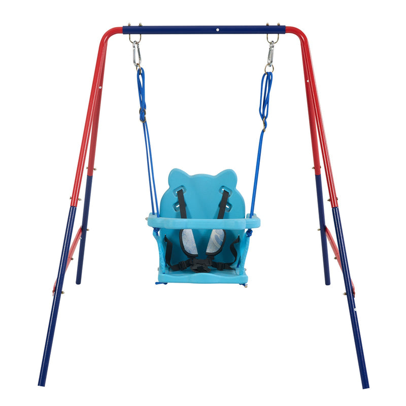 Load image into Gallery viewer, Green and Blue Baby Swing Set 2-in-1 Plastic Safe Mental Development Toy
