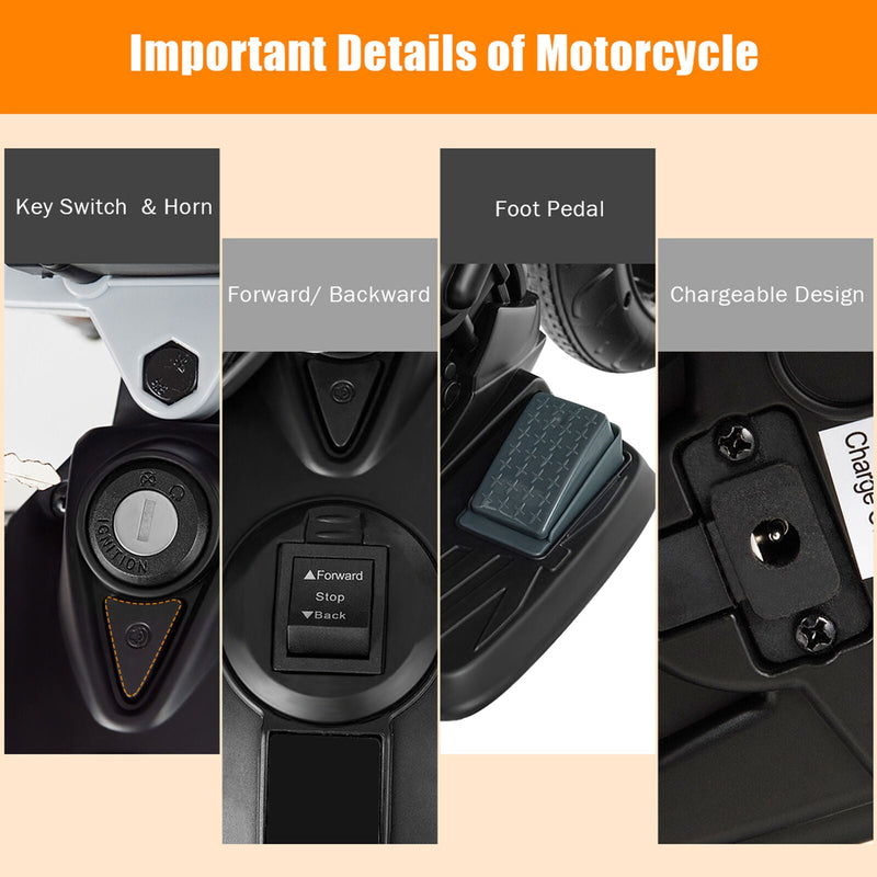 Load image into Gallery viewer, Red 12V Licensed Kids Ride On Motorcycle with Headlight and Training Wheel
