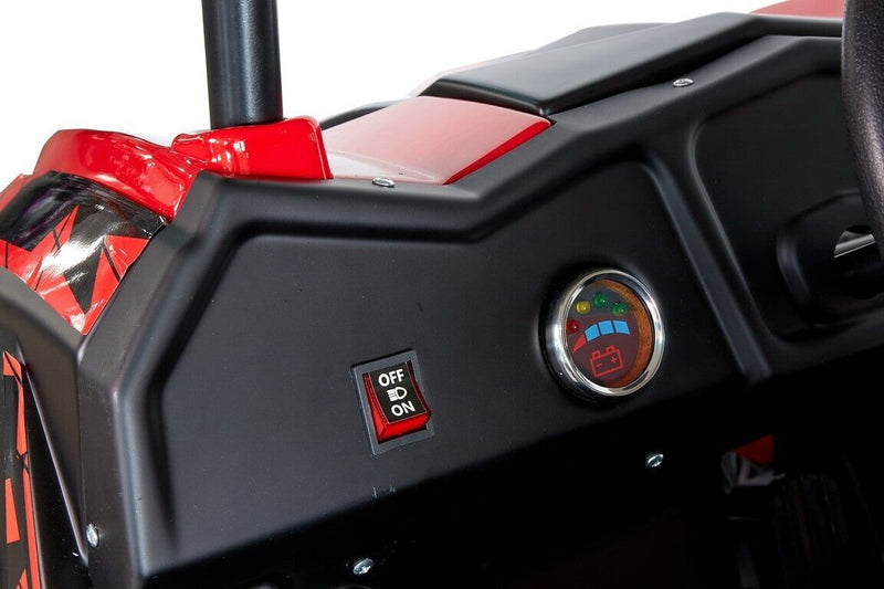 Load image into Gallery viewer, Red 48V 1000W UTV Children&#39;s Electric Three-Speed Single-Seat Brushless Roll Cage in a Vibrant Shade
