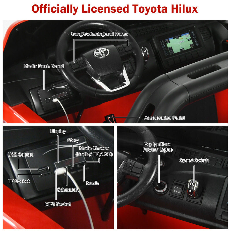 Load image into Gallery viewer, 2x12V Authorized Toyota Hilux Ride-On Truck Vehicle 2-Seat 4x4 w/ Remote Control Crimson
