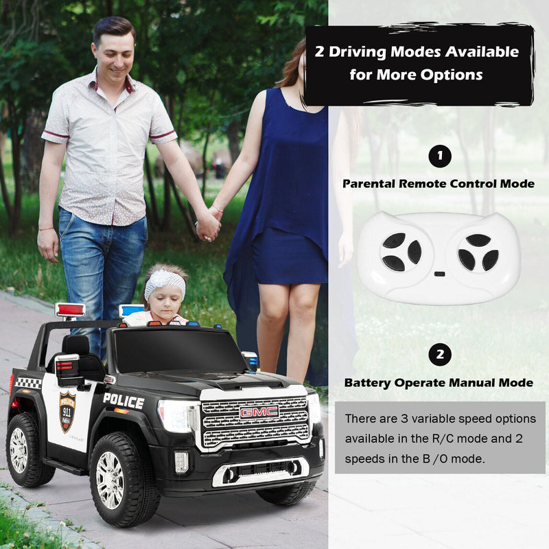 Load image into Gallery viewer, Kids Ride On Police Car with Seat Belts and Door Locks - 12V Electric Toy Vehicle
