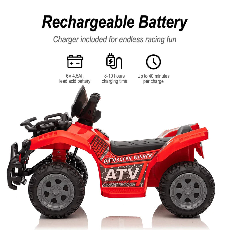 Load image into Gallery viewer, Red 6V Electric Four-Wheeler Ride on Toy for Toddlers - Perfect for Little Adventurers!
