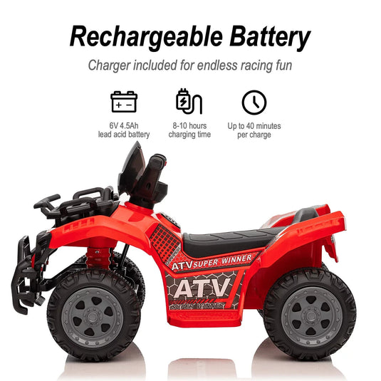 Red 6V Electric Four-Wheeler Ride on Toy for Toddlers - Perfect for Little Adventurers!