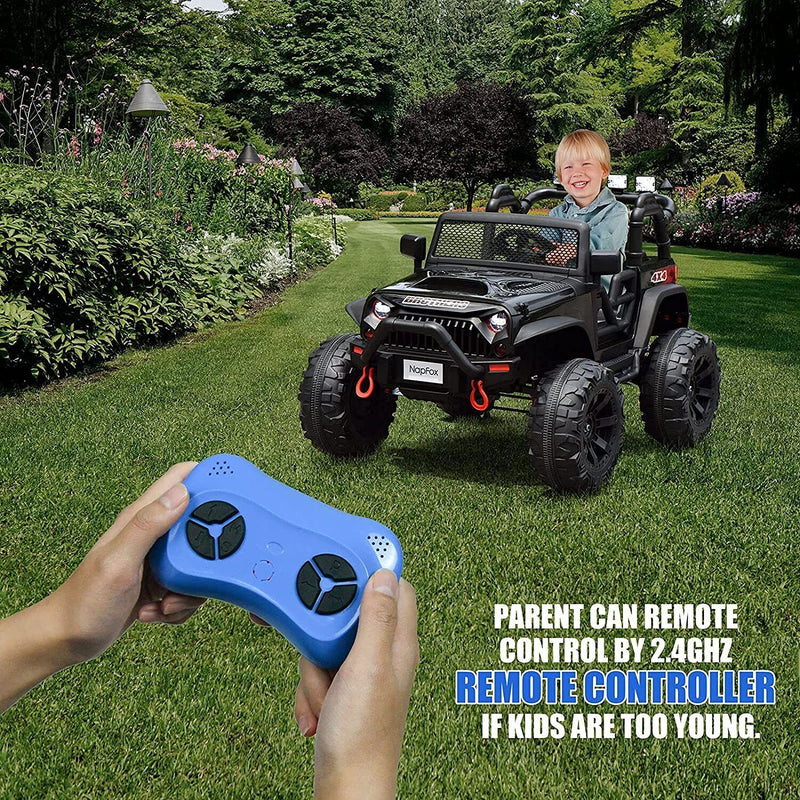 Load image into Gallery viewer, 12V Battery Powered Electric Ride On Car for Kids with 2 Seats - Black, 48.4
