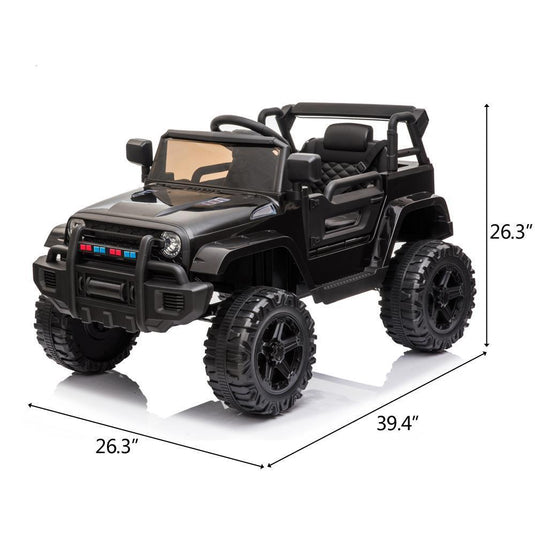 Black 12V Ride-On Truck for Kids with Parental Remote Control