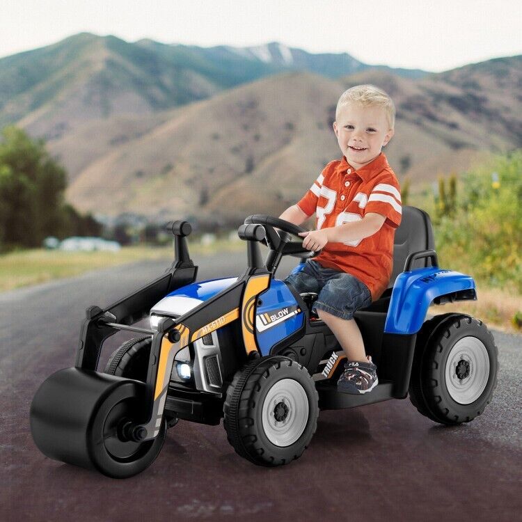 Load image into Gallery viewer, 12V Electric Tractor for Kids with Remote Control, Music, and LED Lights - Blue
