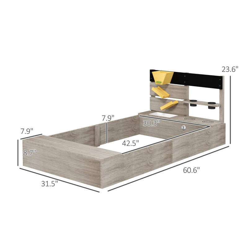 Load image into Gallery viewer, Wooden Sandbox with Liner and Kitchen Sink Design for Ages 3-7 Years Gray
