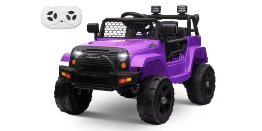 12V Kids Ride-On Truck with Power Wheels, LED Lights, and Parental Remote Control