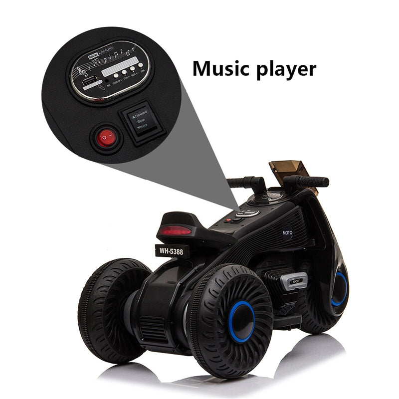 Load image into Gallery viewer, Black 3-Wheel Double Drive Electric Motorcycle for Kids
