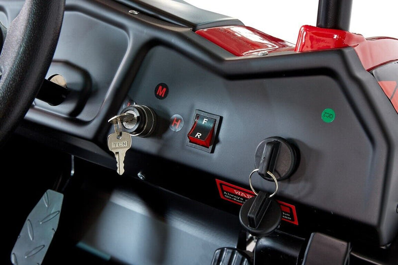 Load image into Gallery viewer, Red 48V 1000W UTV Children&#39;s Electric Three-Speed Single-Seat Brushless Roll Cage in a Vibrant Shade
