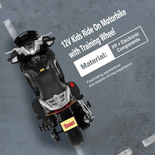 TOBBI 12V Kids Electric Motorcycle with Training Wheels - Dirt Bike Motorbike for Young Riders
