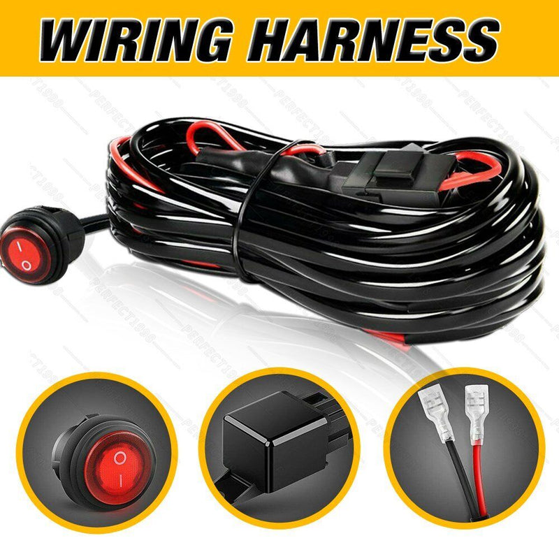 Load image into Gallery viewer, LED LIGHT BAR WIRING HARNESS KIT (2 LEADS 16AWG) WITH FUSE 12V 40A RELAY 3/4" ON/OFF SWITCH
