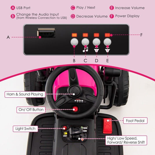 Remote Control Road Roller for Kids with Music and Lights - 12V Children's Ride-On Car