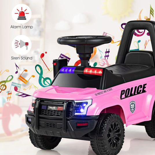 Toddler Ride-On Push Police Car Foot-to-Floor Sliding Toy with Siren